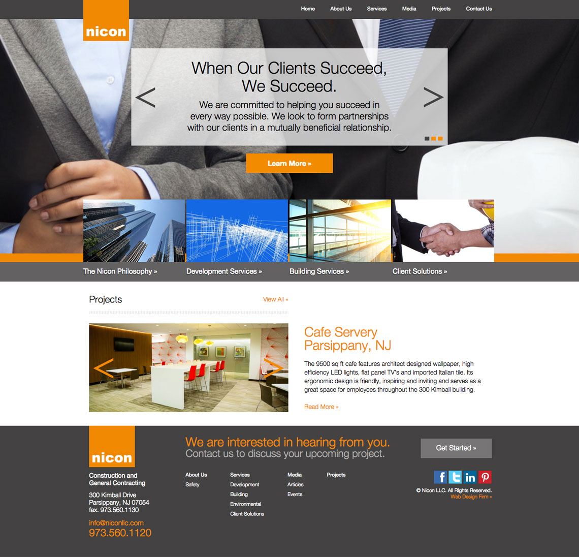 nincon construction company website design