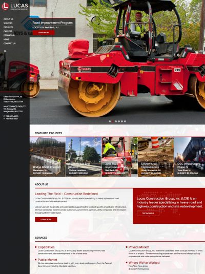 lucas construction website design.
