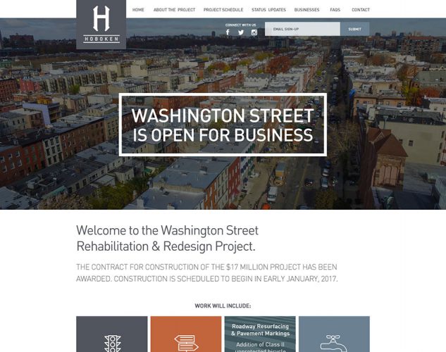 City of Hoboken Website for Washington Street Project