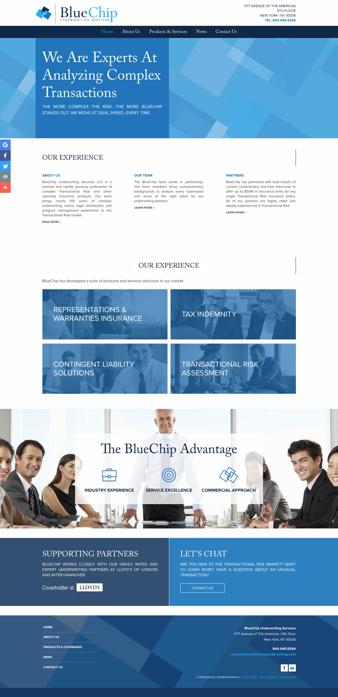 BlueChip Underwriting Website Financial Firm Design.