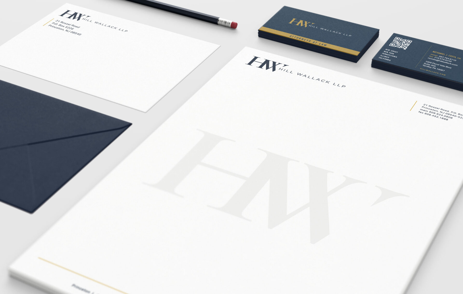 hill wallack stationery mockup