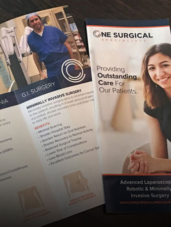 printed brochure collateral for robotic surgery-focused medical practice