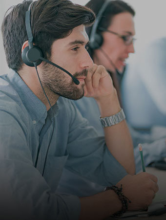 customer service team on phone for security systems provider