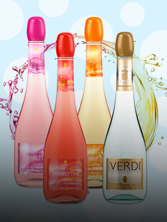 sparkling beverage bottles branding for verdi