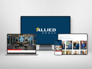 Allied Group Device Mockup showcasing new website and logo design by Splendor
