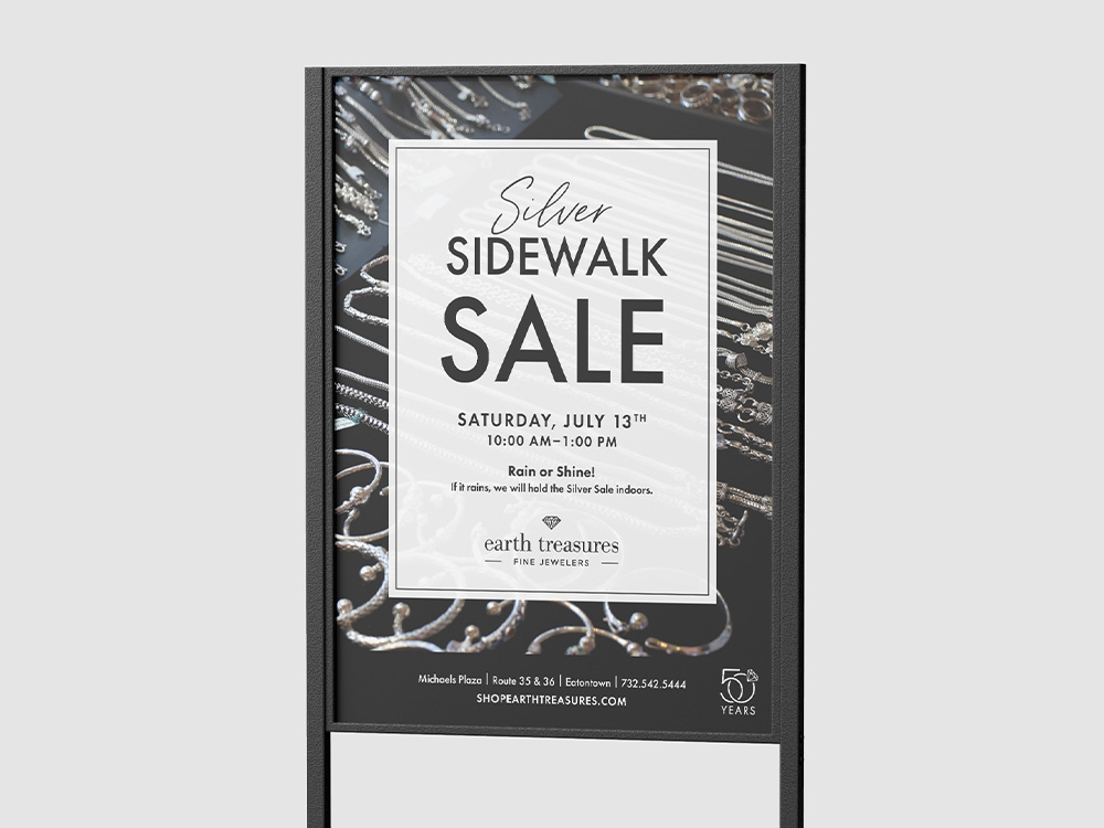 sidewalk sale, signage, jeweler