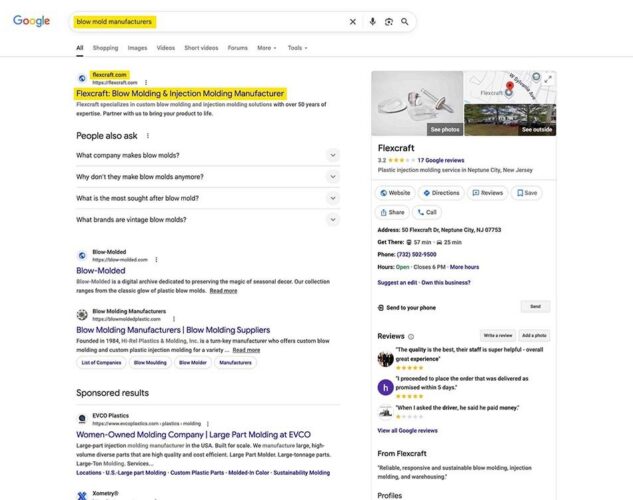 SEO keyword ranking for blow mold manufacturers